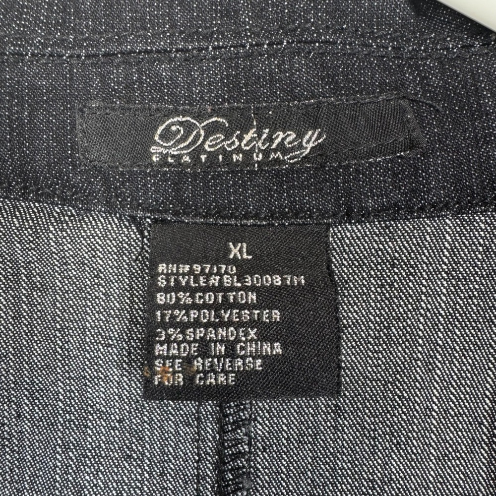 Destiny Platinum Denim‎ Blazer Jacket Dark Wash Fitted Career Women's Sz XL - Picture 3 of 9